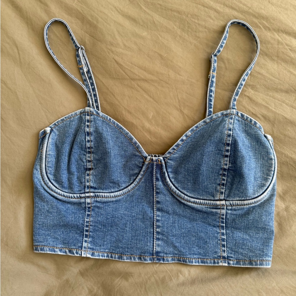 Amuse Society Blue Fitted Bustier Camisole